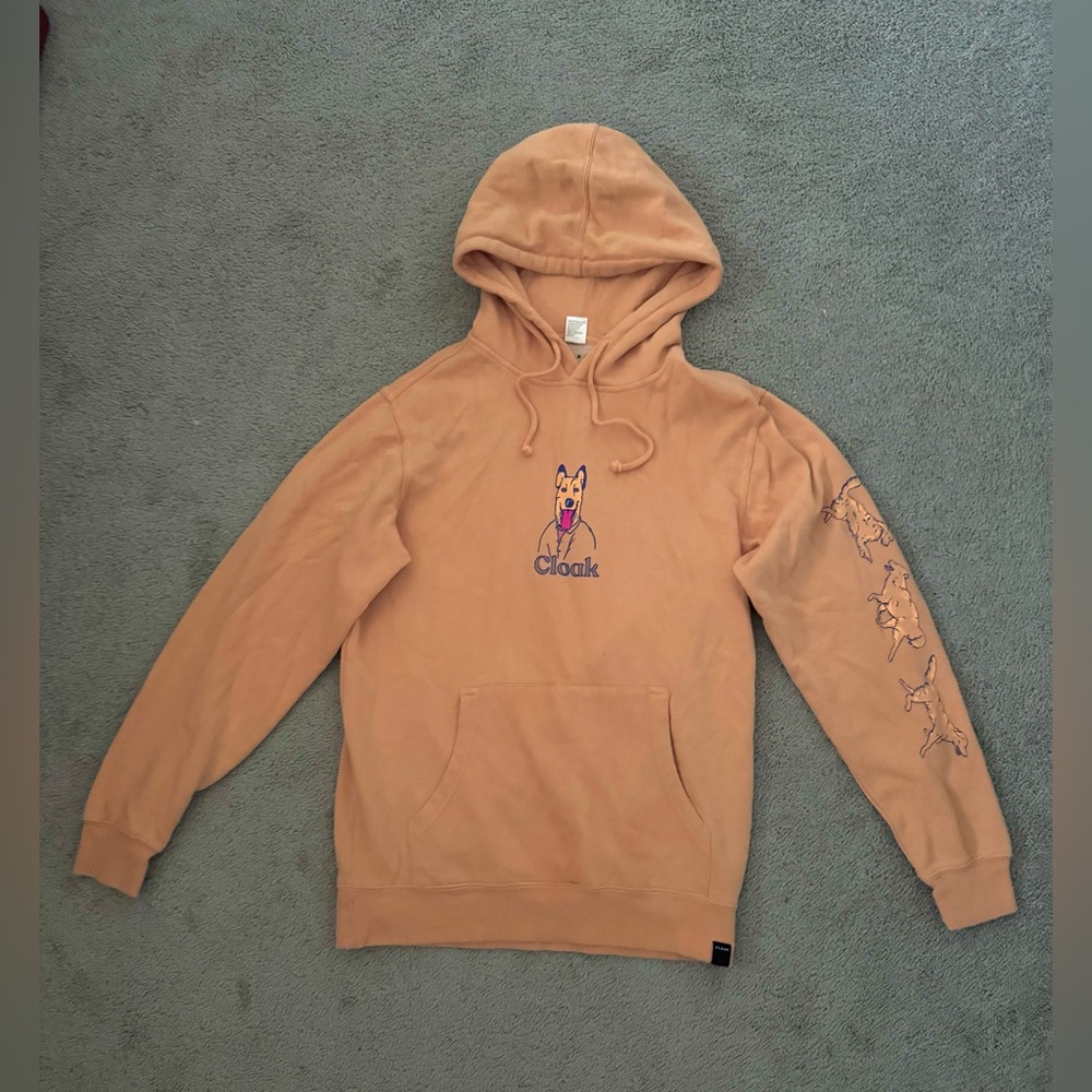 Orange Cloak Hoodie with Dog Graphic Unisex Size S